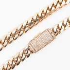 10k Yellow Gold 10mm Cuban Link Chain 15 inch Necklace With Diamonds