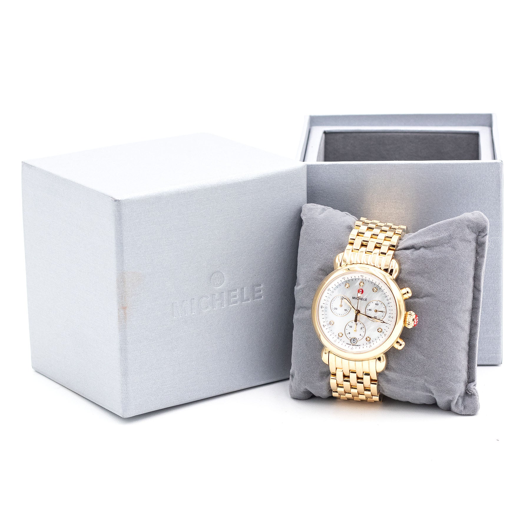 Michele CSX Yellow Tone Stainless Steel Quartz Ladies Watch