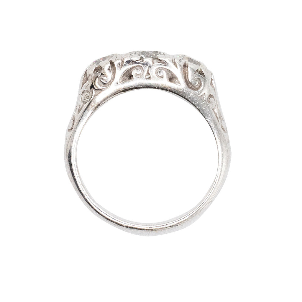 14k White Gold 0.85ctw Three Stone Diamond Ring