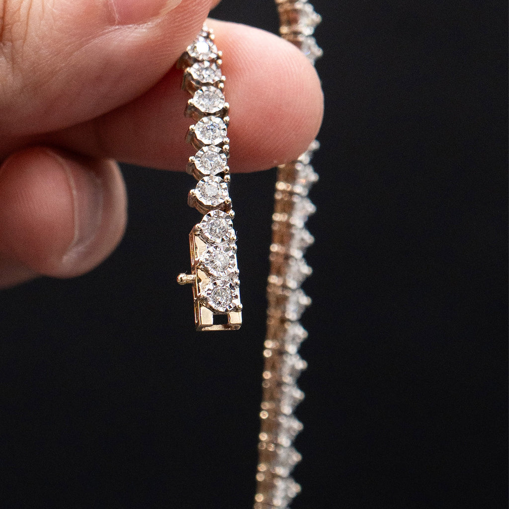 10k Yellow Gold Bezel Set Diamond Tennis Necklace