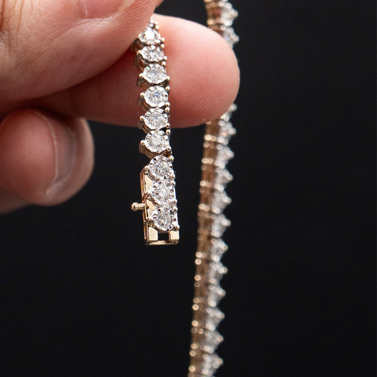 10k Yellow Gold Bezel Set Diamond Tennis Necklace