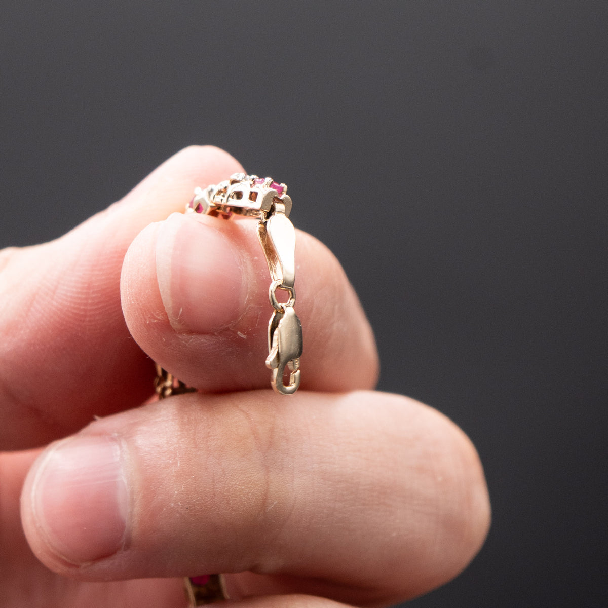 10k Yellow Gold Diamond & Ruby Bracelet