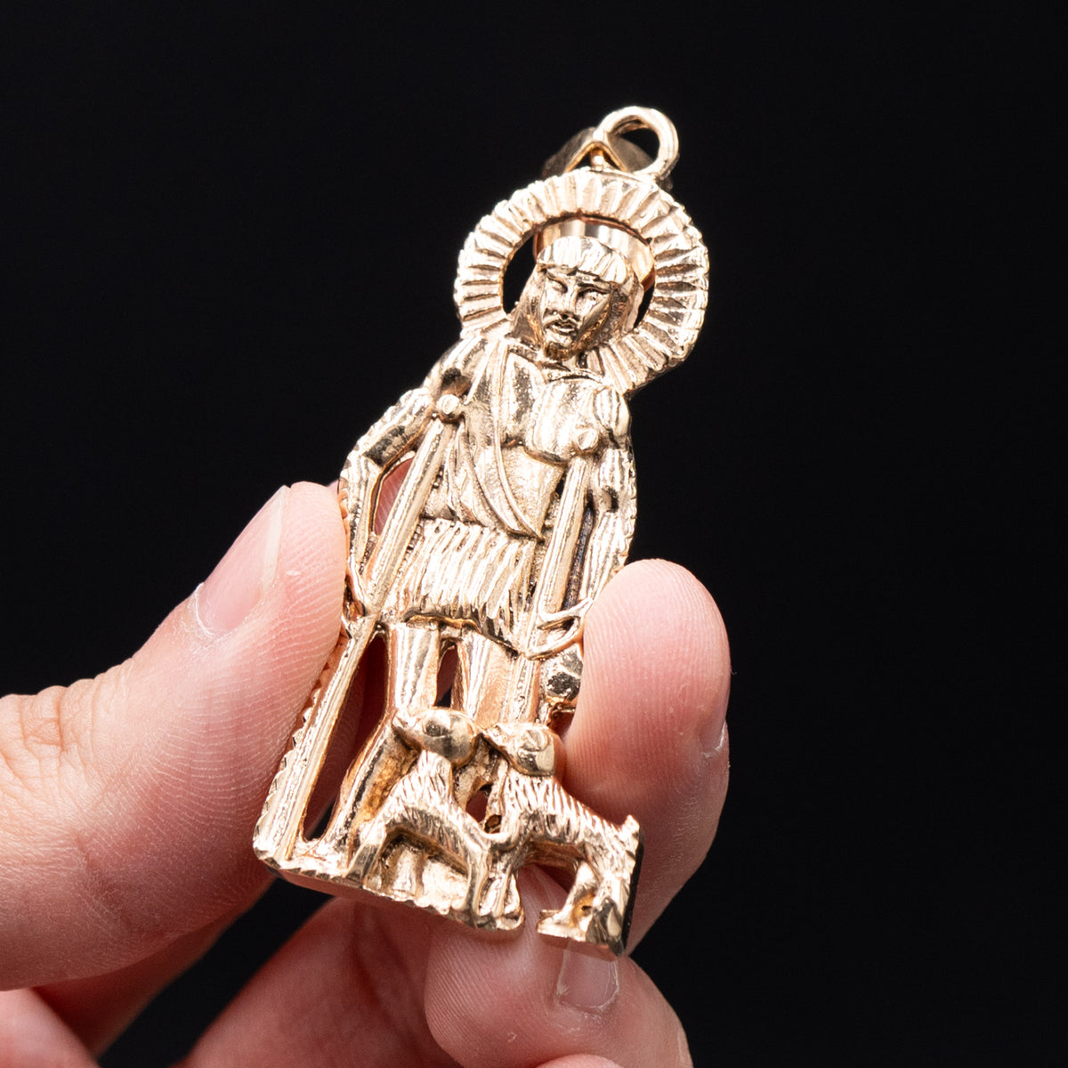 14k Yellow Gold Saint Lazarus Pendant