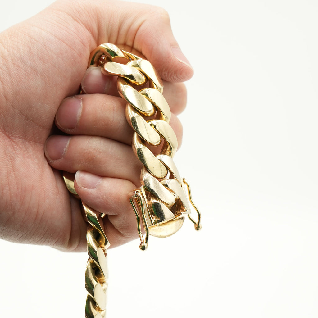 10k Yellow Gold Cuban Link Chain 9 inch Bracelet