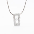 14k White Gold Diamond Pave Bezel Set Pendant on Snake Chain