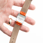 Cartier Tank Stainless Steel Ladies Watch On Orange Leather Strap