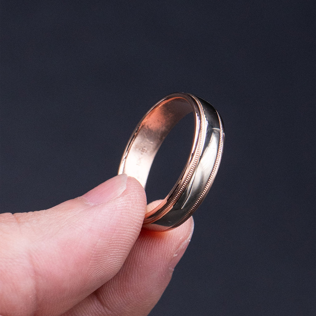 10k Rose Gold Smooth Mens Wedding Band