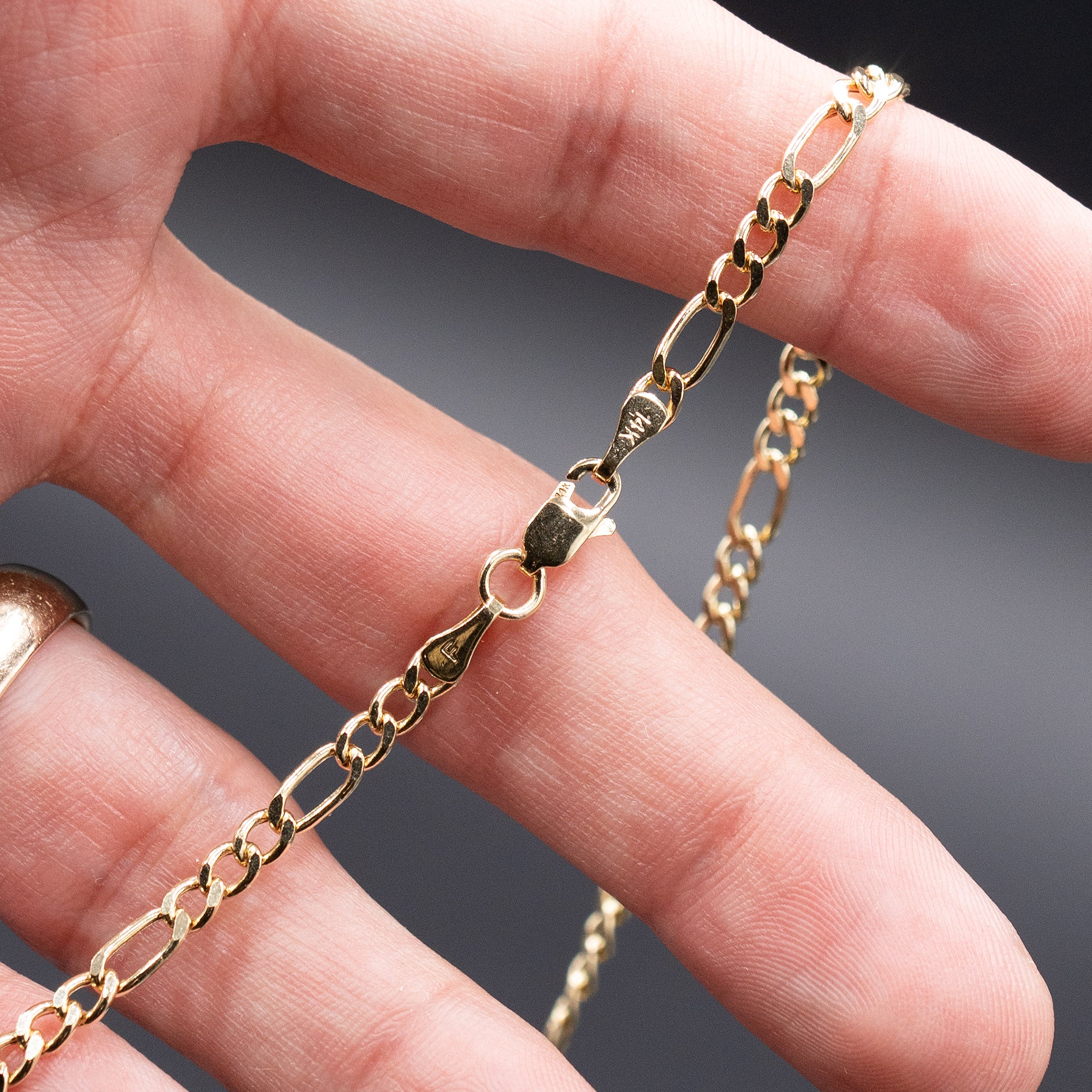 14k Yellow Gold Figaro Link Chain Bracelet