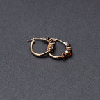 14k Yellow Gold Brown Semi Precious Stone Huggie Earrings