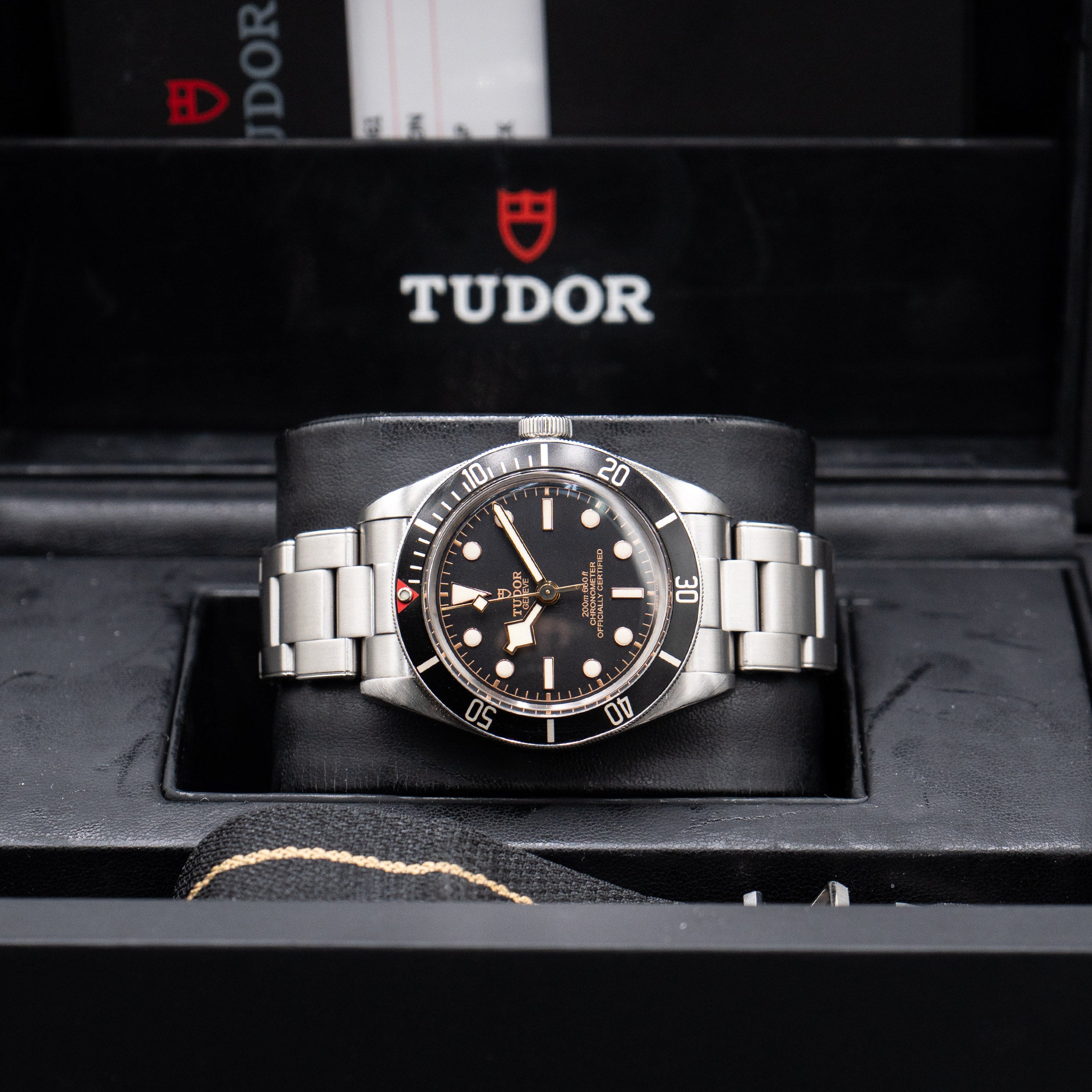 Tudor Black Bay Black Dial Stainless Steel Watch With Box And Papers
