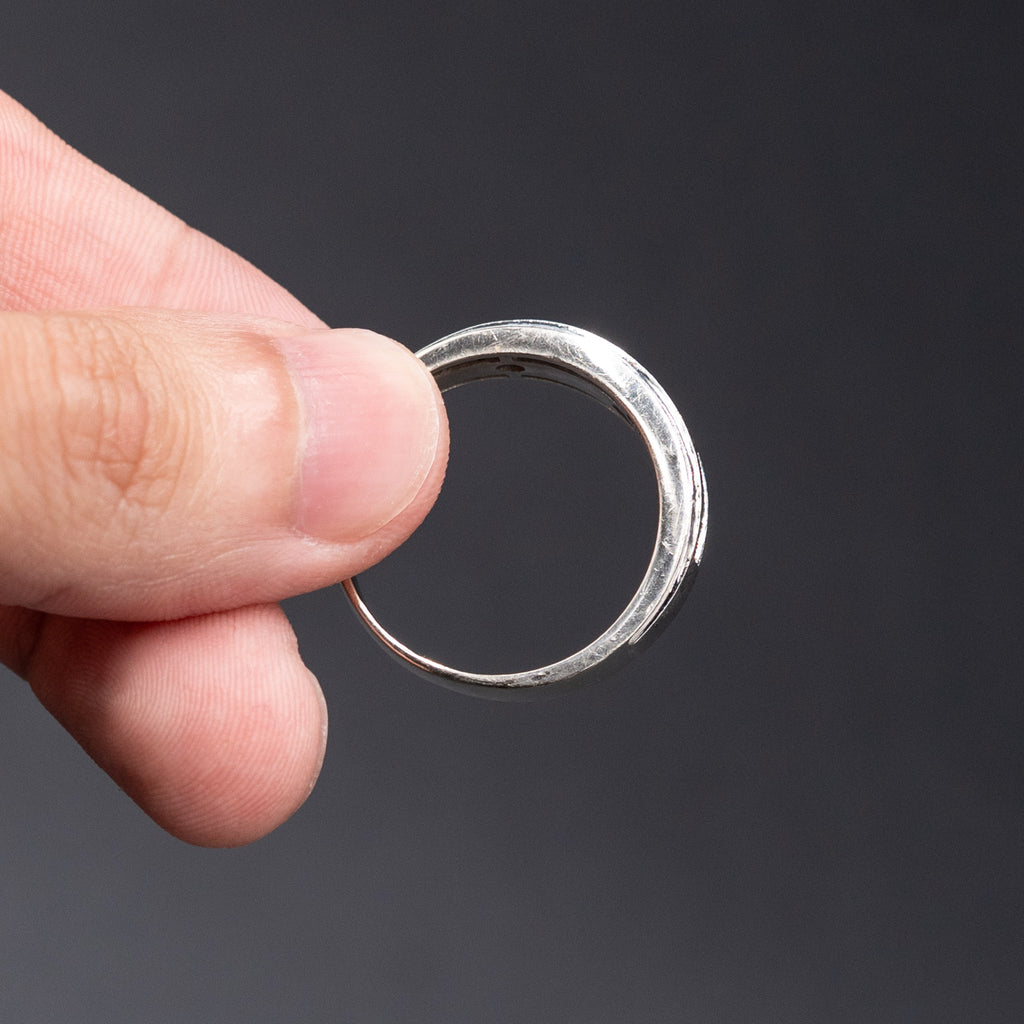 10k White Gold White & Black Diamond Mens Wedding Band
