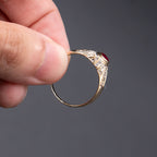 14k Yellow Gold Heart Shape Ruby & Diamond Ring