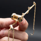 14k Yellow Gold Fishing Rod Chain Pendant Necklace