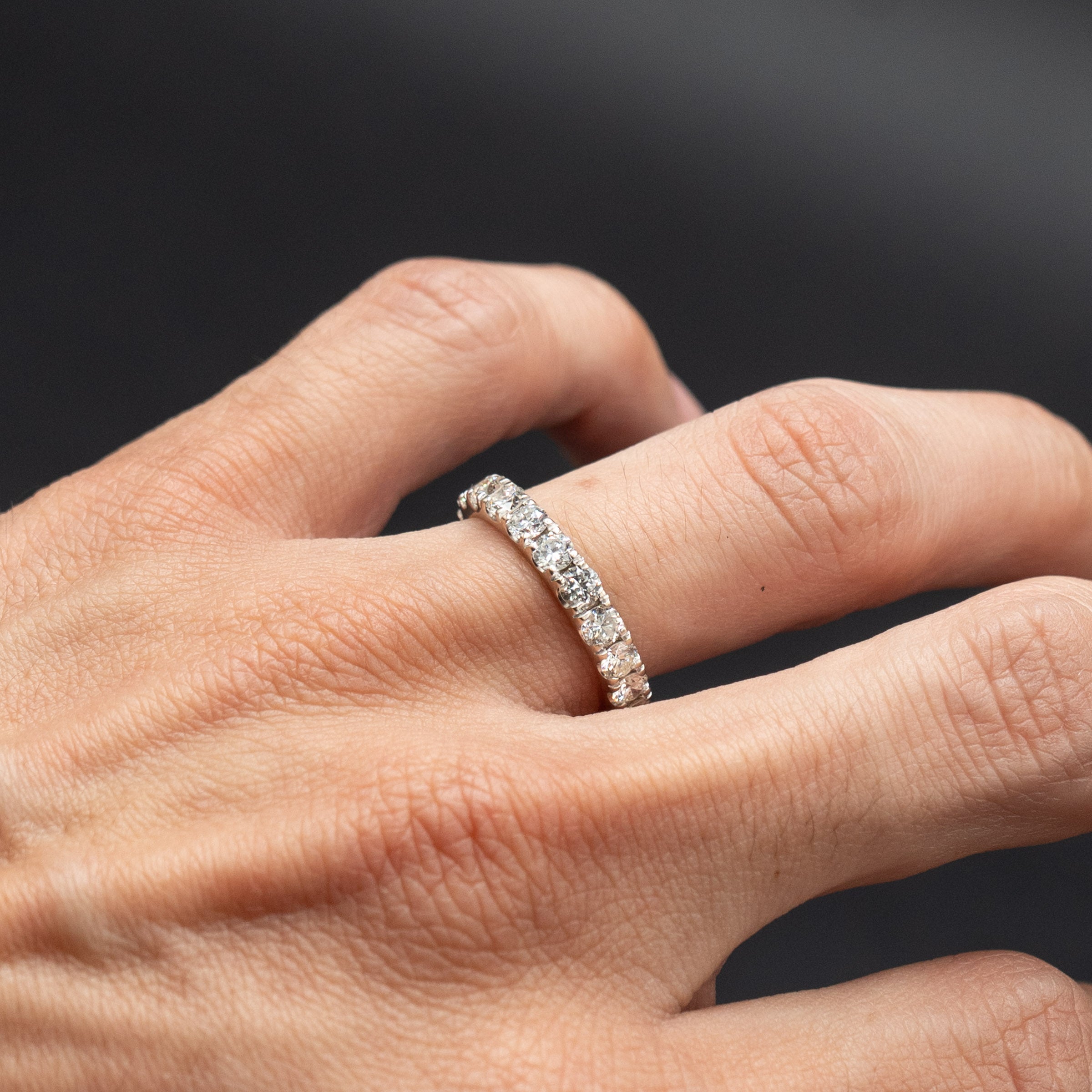 14k White Gold Round Cut Diamond Eternity Band Ring