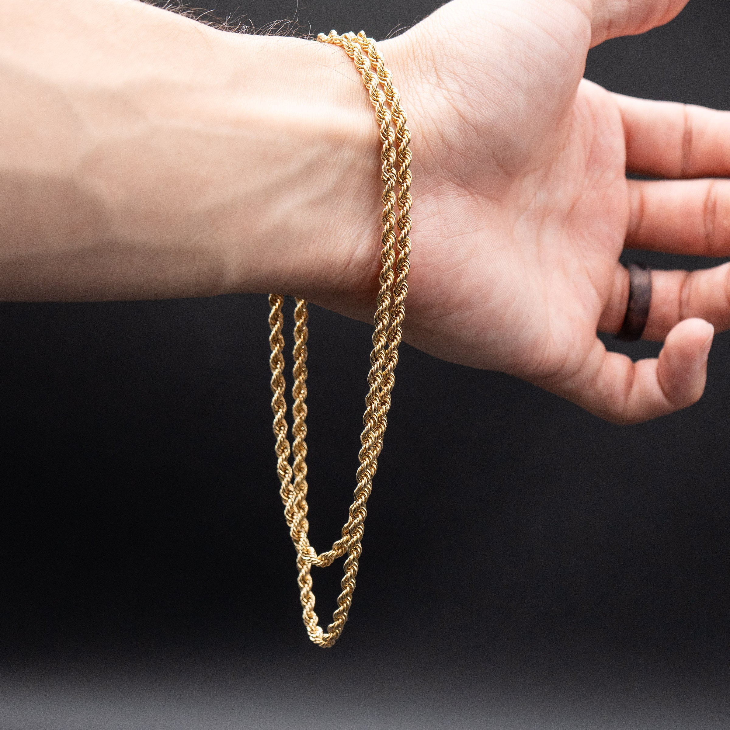 14k Yellow Gold Light Rope Chain Necklace