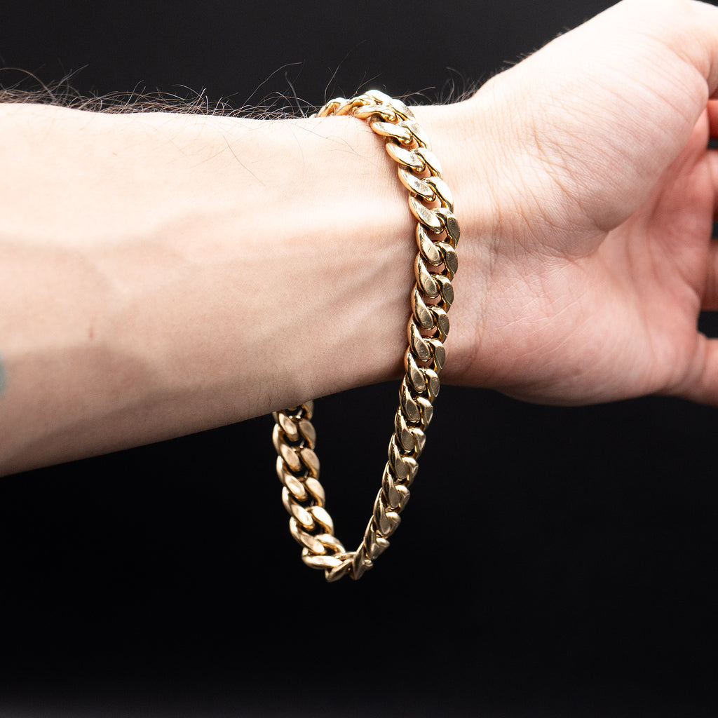 10k Yellow Gold Hollow Cuban Link Chain Bracelet
