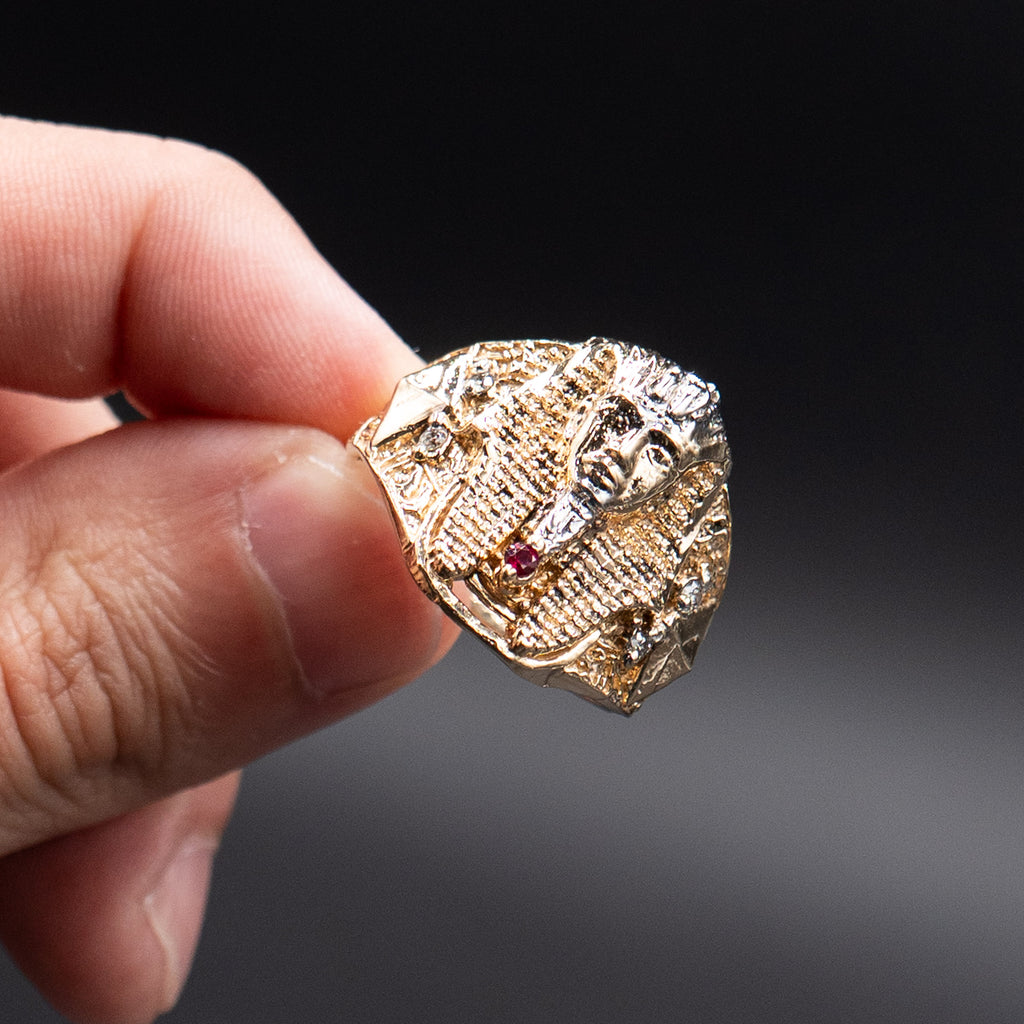 10k Yellow Gold Egyptian Pharaoh Wide Ring