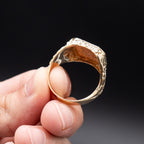 14k Yellow Gold Wide Nugget Textured Mens Ring