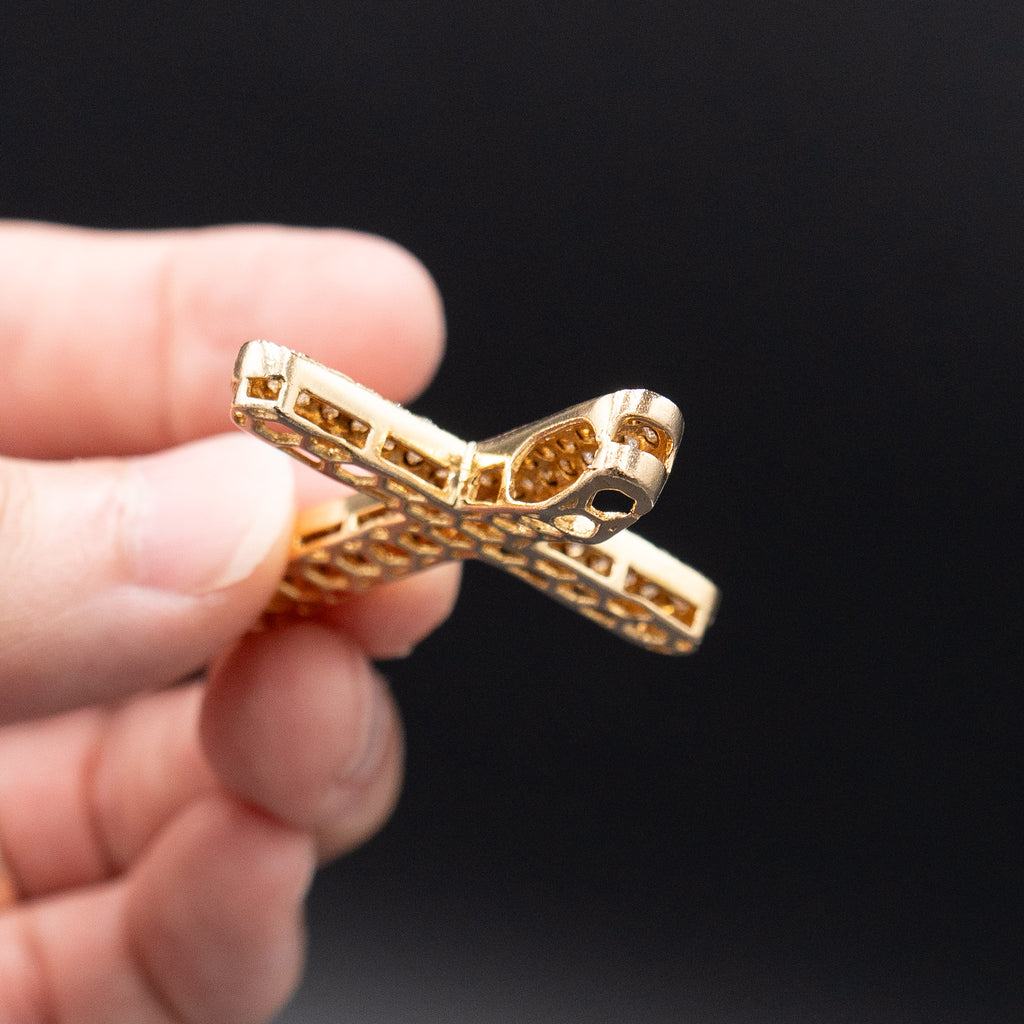 10k Yellow Gold Diamond Pave Cross Pendant