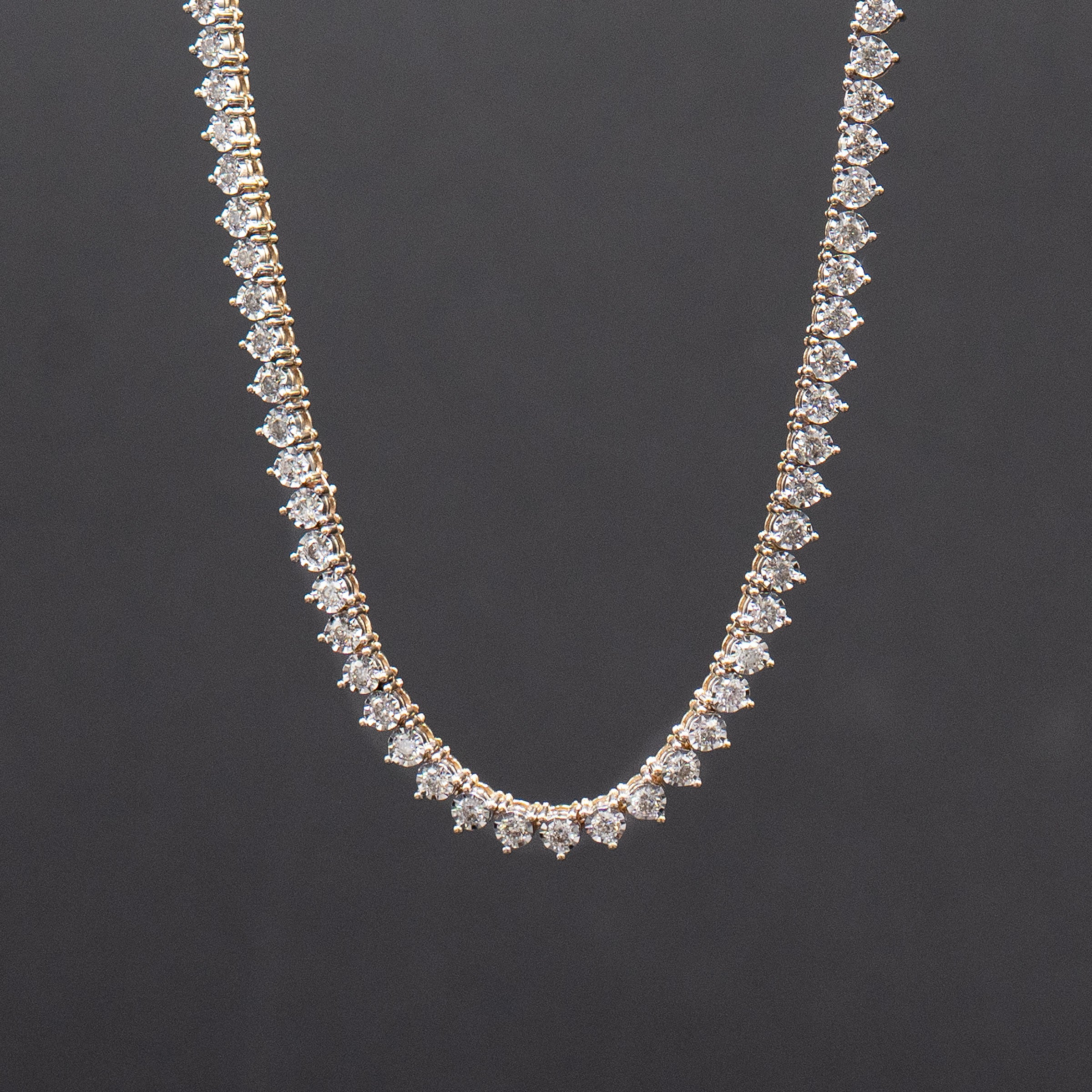 10k Yellow Gold Diamond Tennis 20 inch Necklace