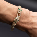 14k Yellow Gold Diamond & Emerald Panther Bracelet