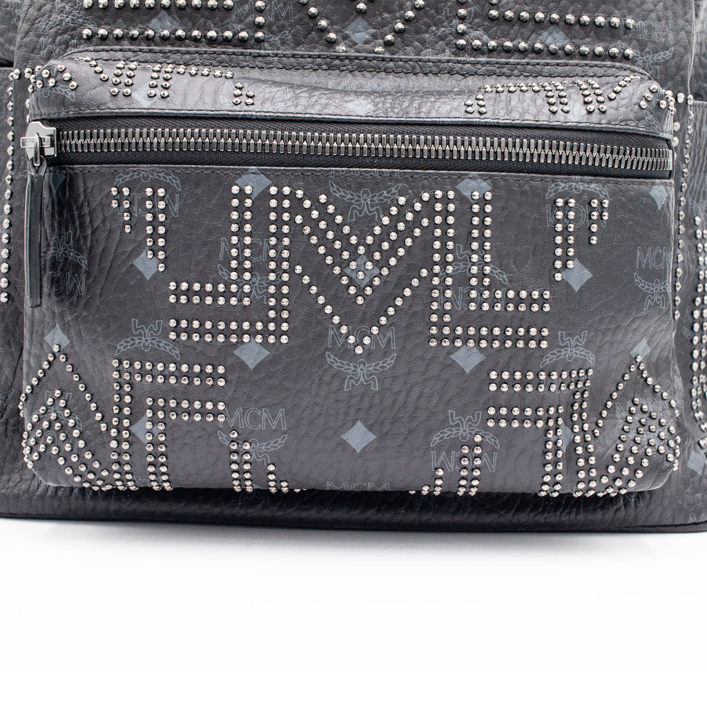 MCM Munchen Stark Studded Black Backpack