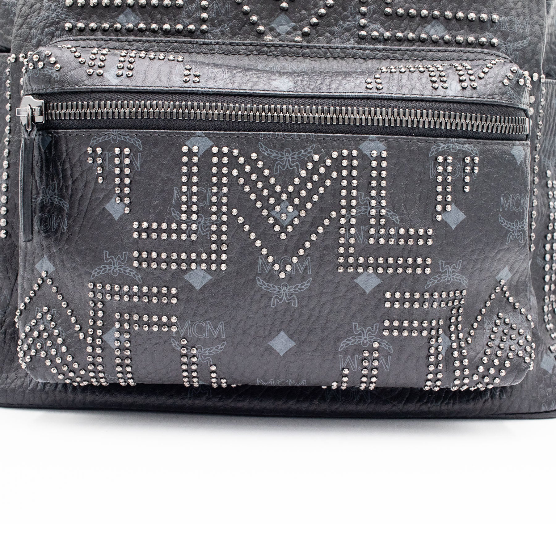 MCM Munchen Stark Studded Black Backpack