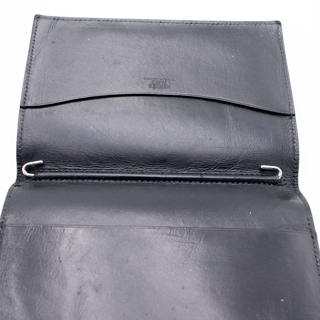 Hermes Passport Agenda Folding Black Leather Wallet