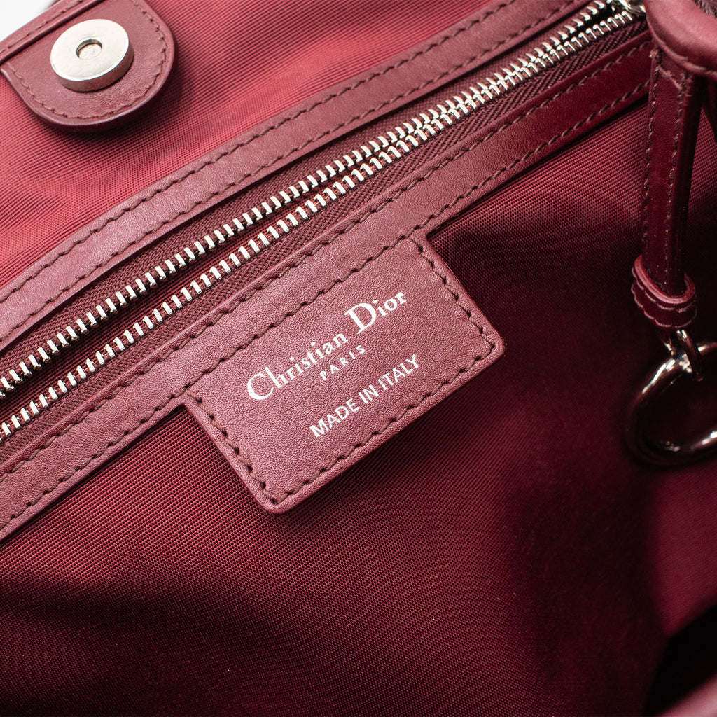 Dior Red Coated Canvas Leather Shopper Tote Bag