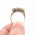 14k Yellow Gold Round Diamond & Emerald Wide Ring