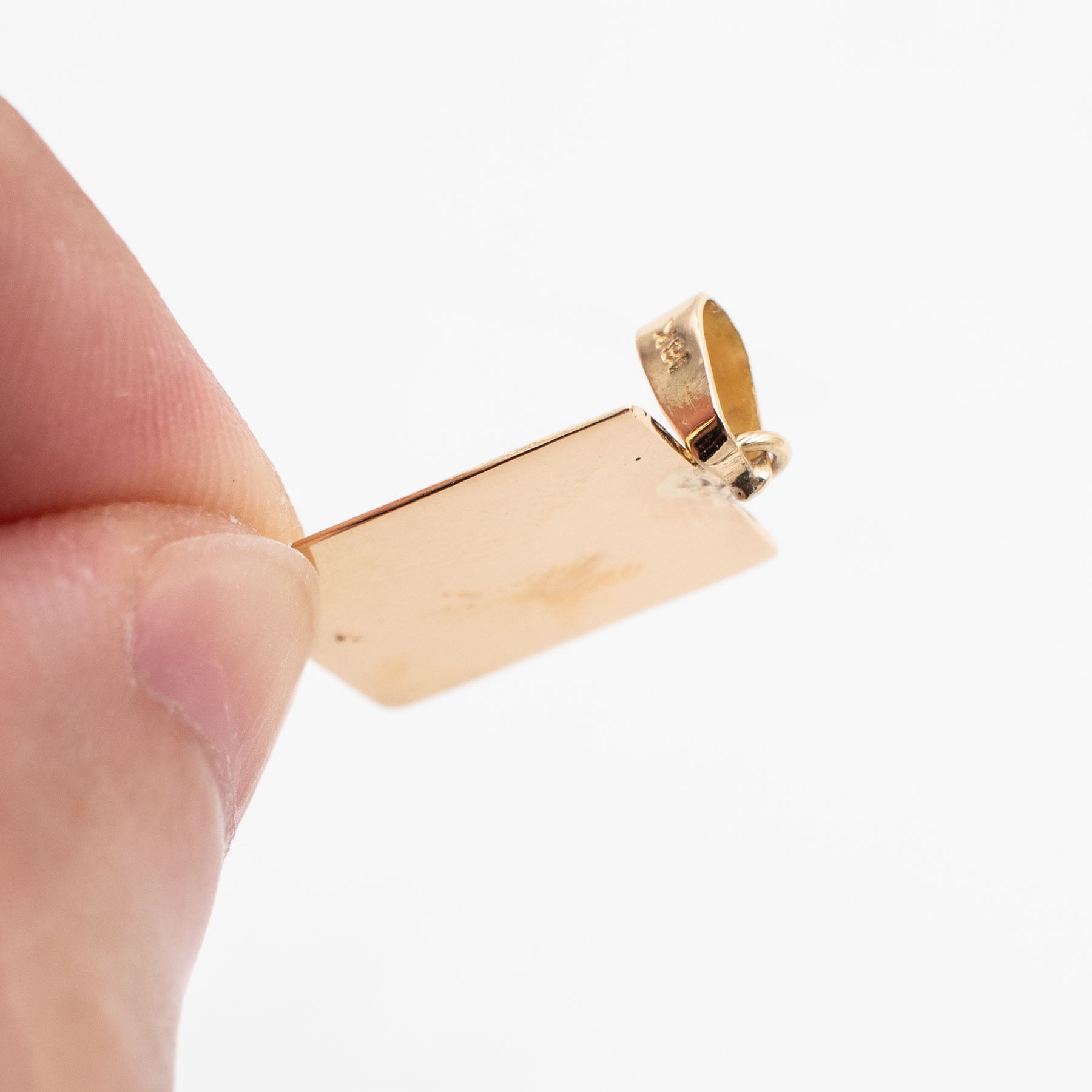 18k Yellow Gold Rectangle "B" Initial Pendant