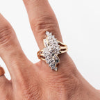 10k Yellow Gold Round & Baguette Shield Ring