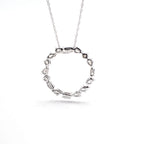 14k White Gold Diamond Circle Pendant Necklace