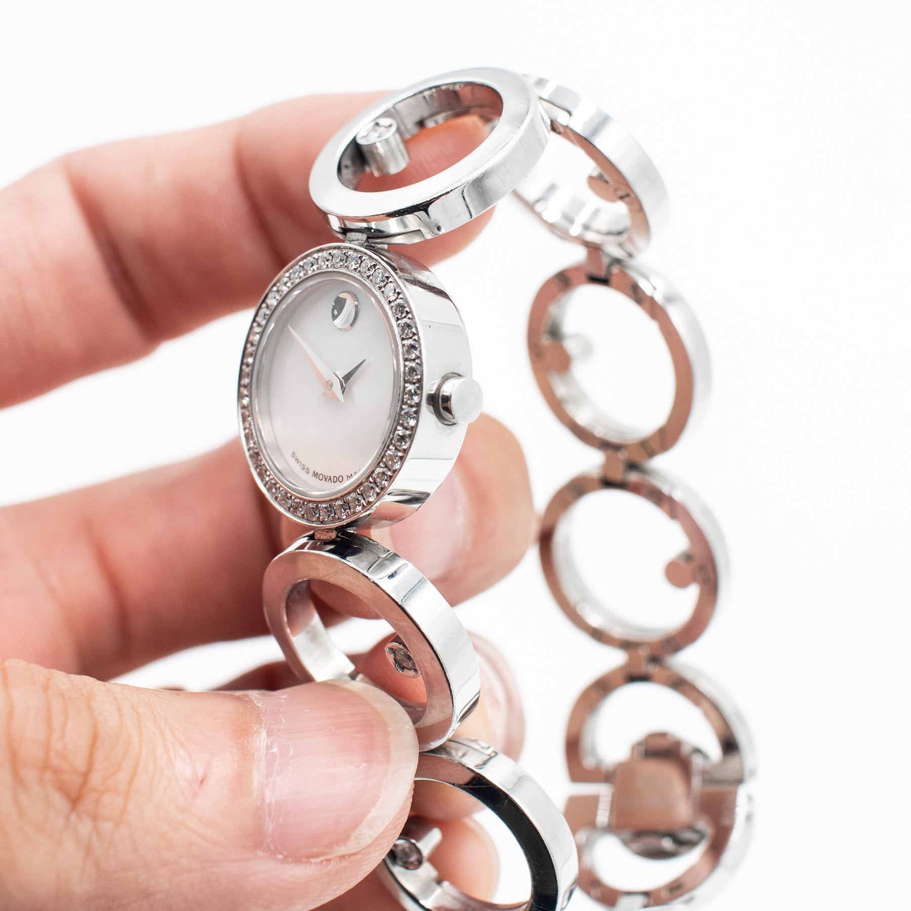 Movado Ono Ladies Diamond Accent Mother of Pearl Diamond Watch