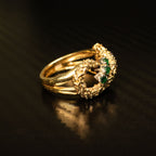 14k Yellow Gold Round Diamond & Emerald Infinity Vintage Ring