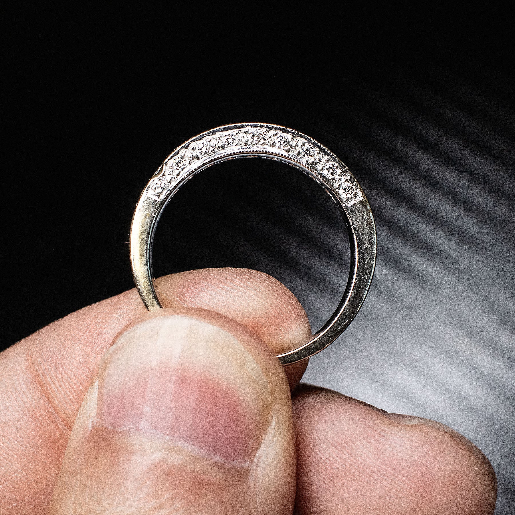 14k White Gold Round Diamond Channel Set Ring