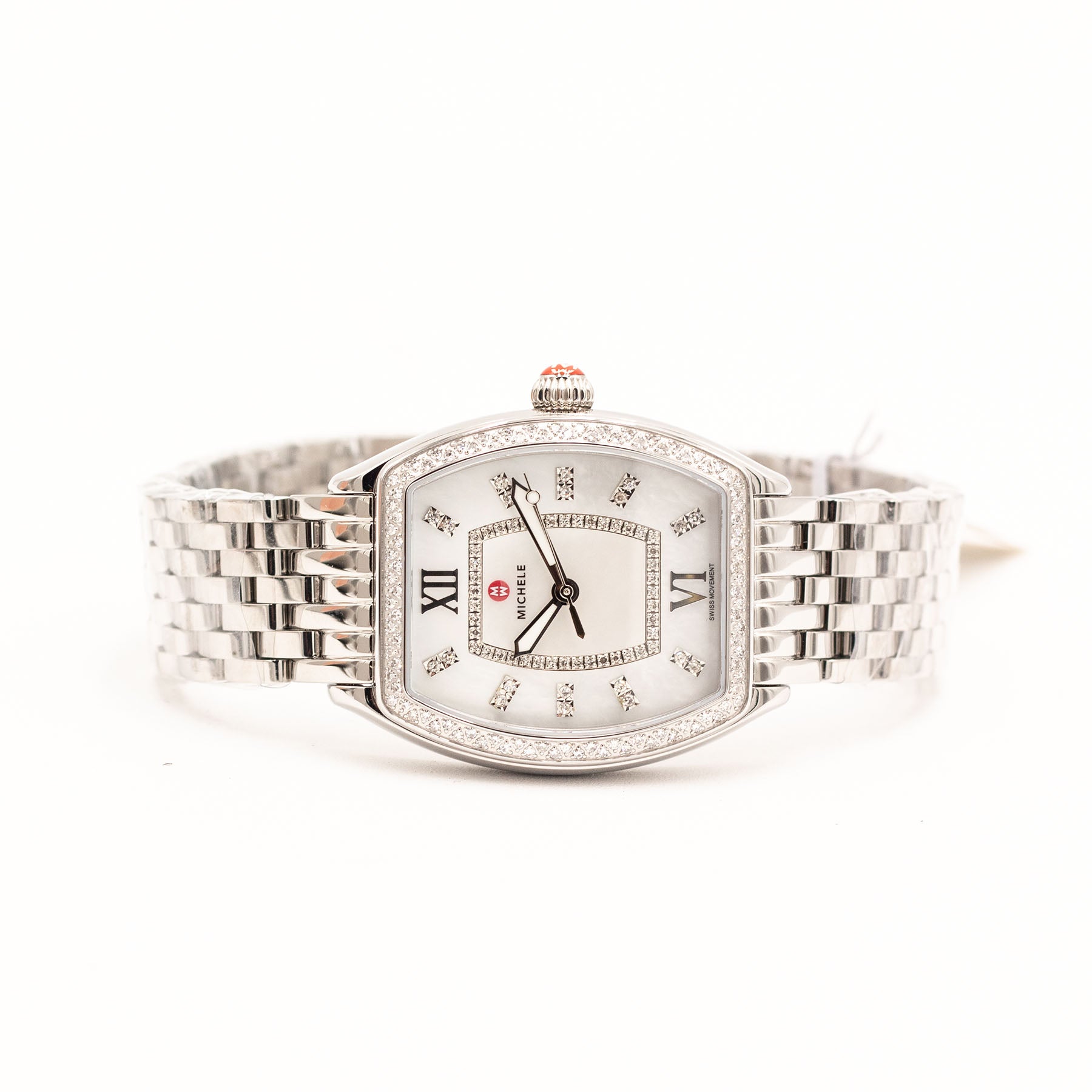 Michele Revele Stainless Steel Diamond Mother of Pearl Ladies Watch