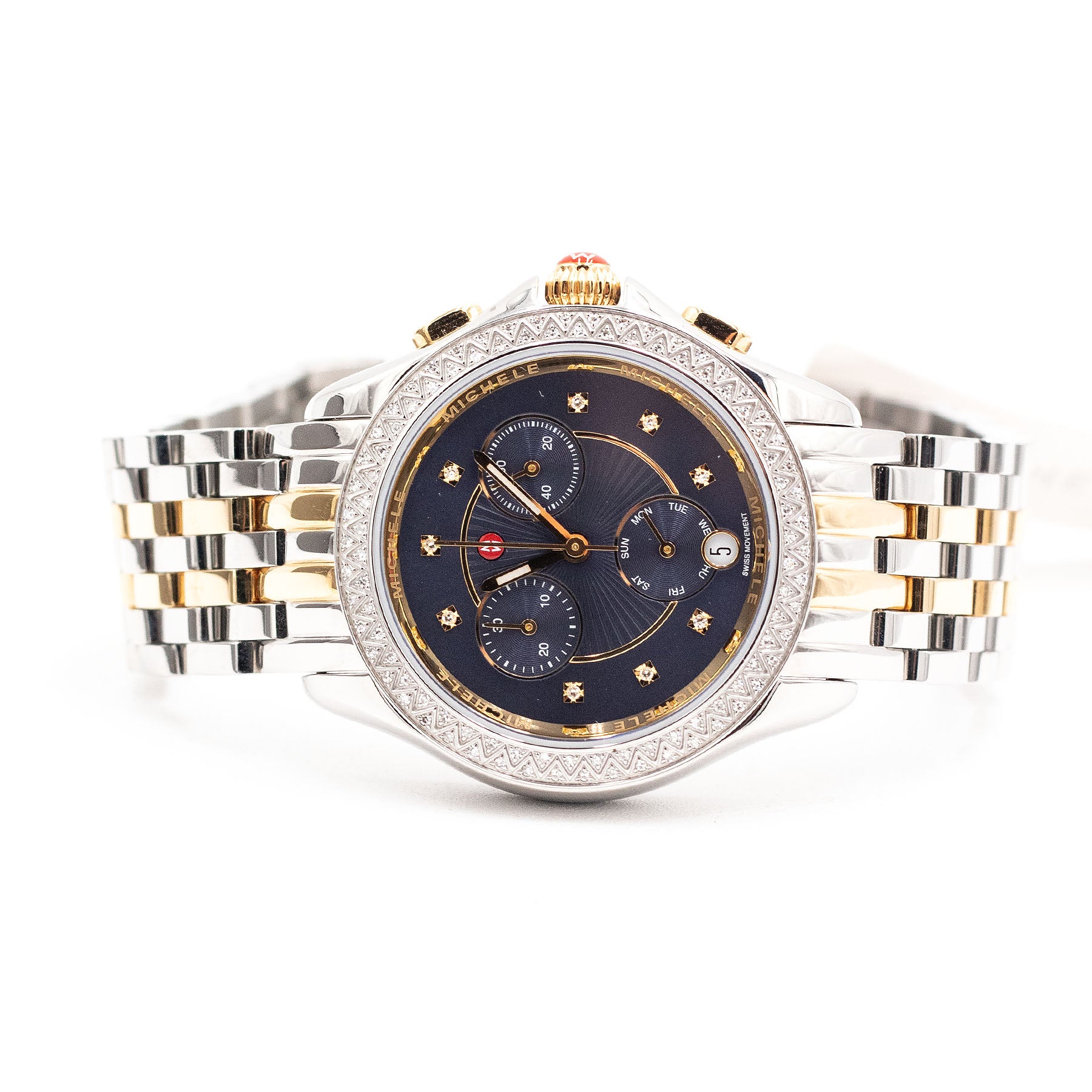 Michele Belmore Two Tone Chronograph Dial Ladies Diamond Watch