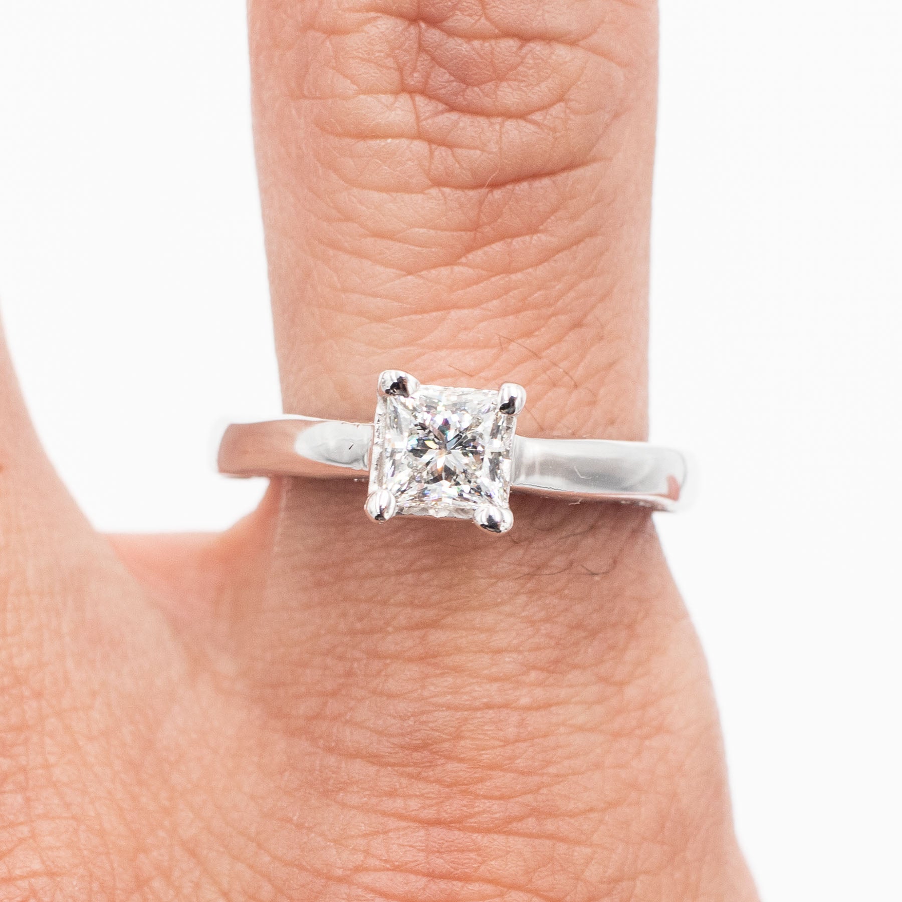 14k White Gold 0.64ctw Modified Brilliant GIA Diamond Engagement Ring