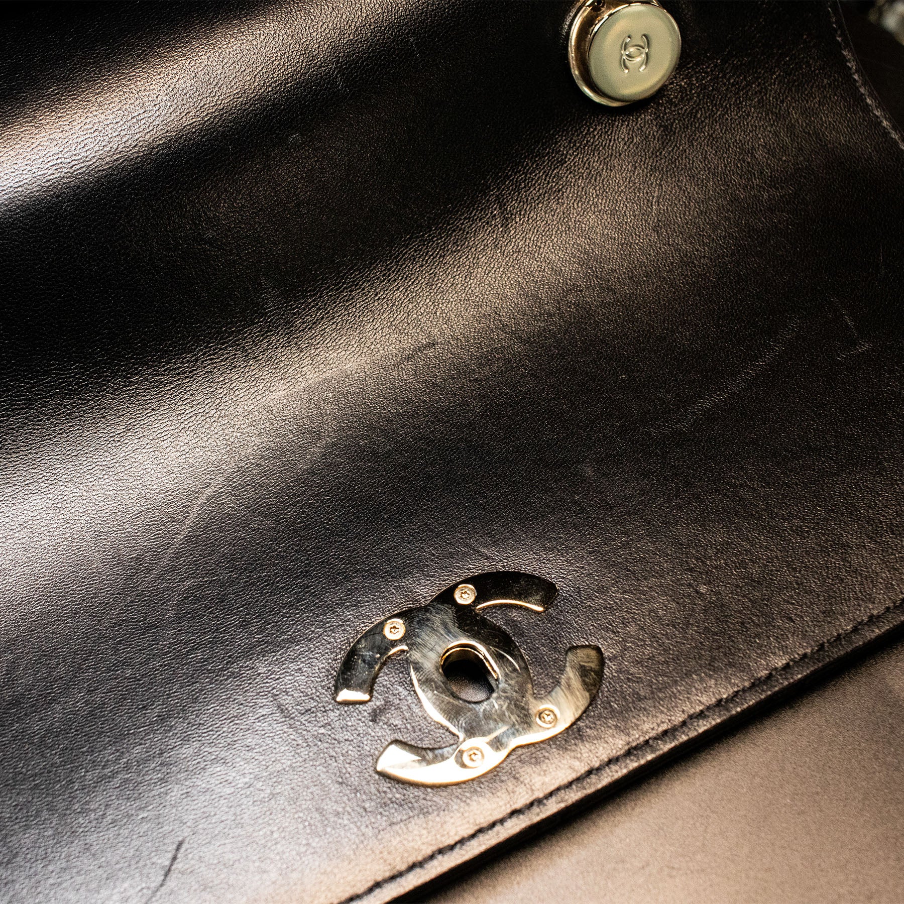 Chanel Trendy CC Top Handle Gold Hardware Quilted Black Leather Handbag