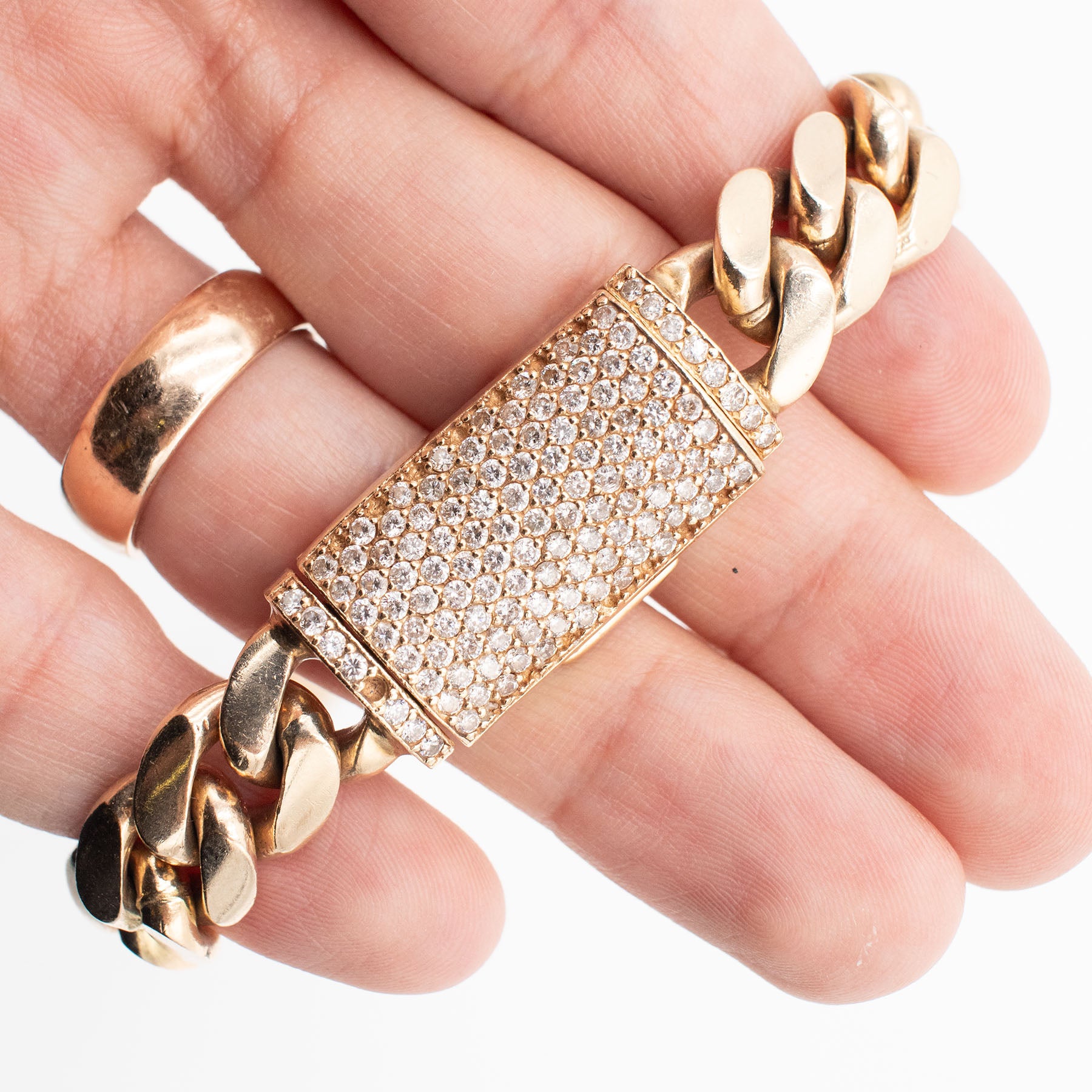 10k Yellow Gold 10mm Cuban Link Chain 15 inch Necklace With Diamonds