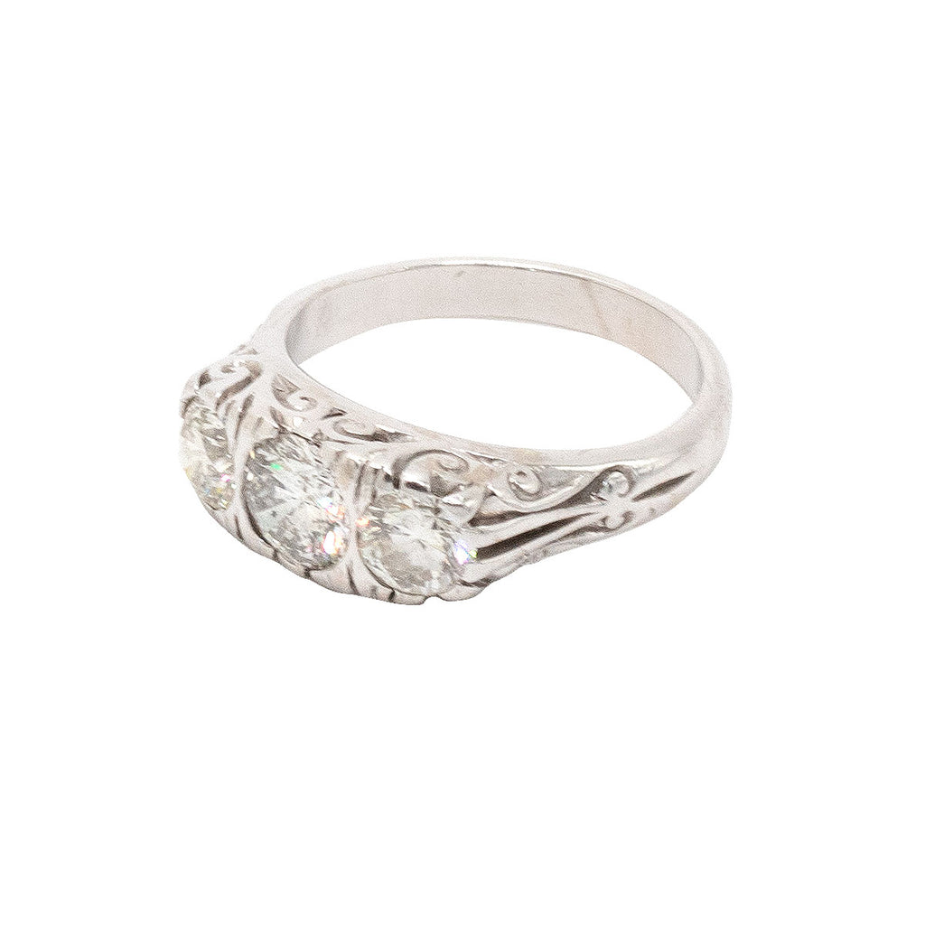 14k White Gold 0.85ctw Three Stone Diamond Ring