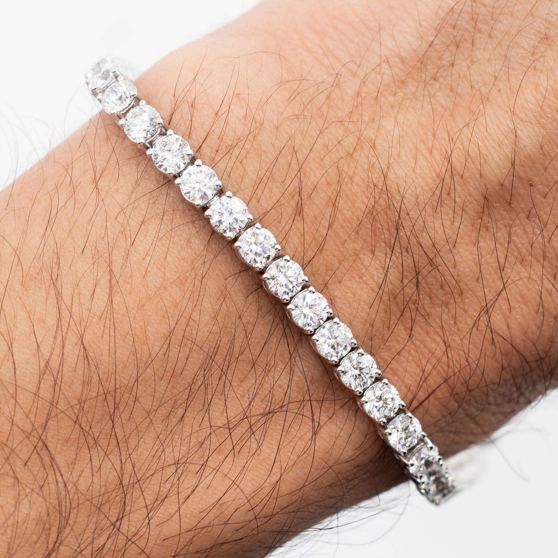 14k White Gold 9.20ctw Round cut Diamond Tennis Bracelet