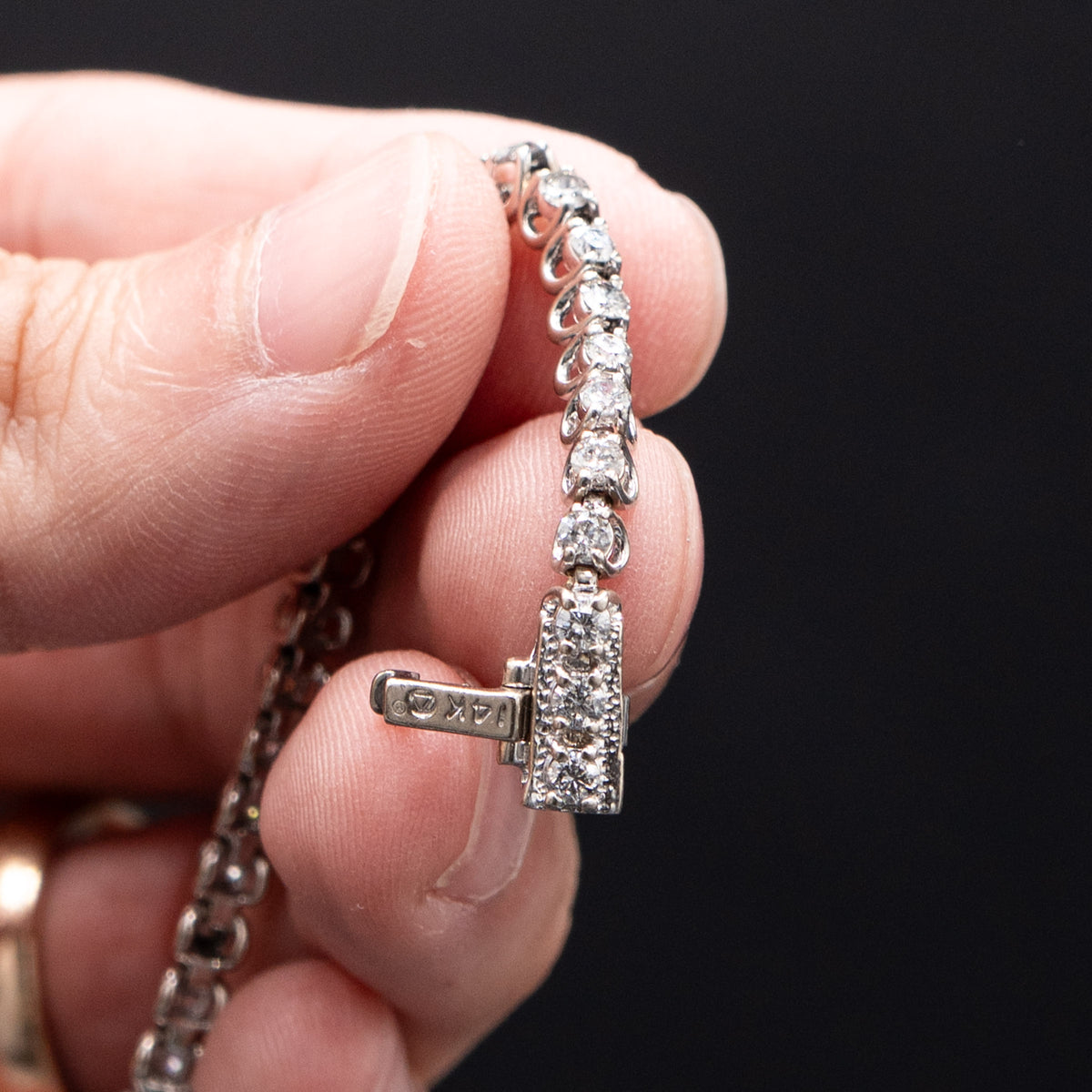 14k White Gold Round Cut Diamond Tennis Bracelet