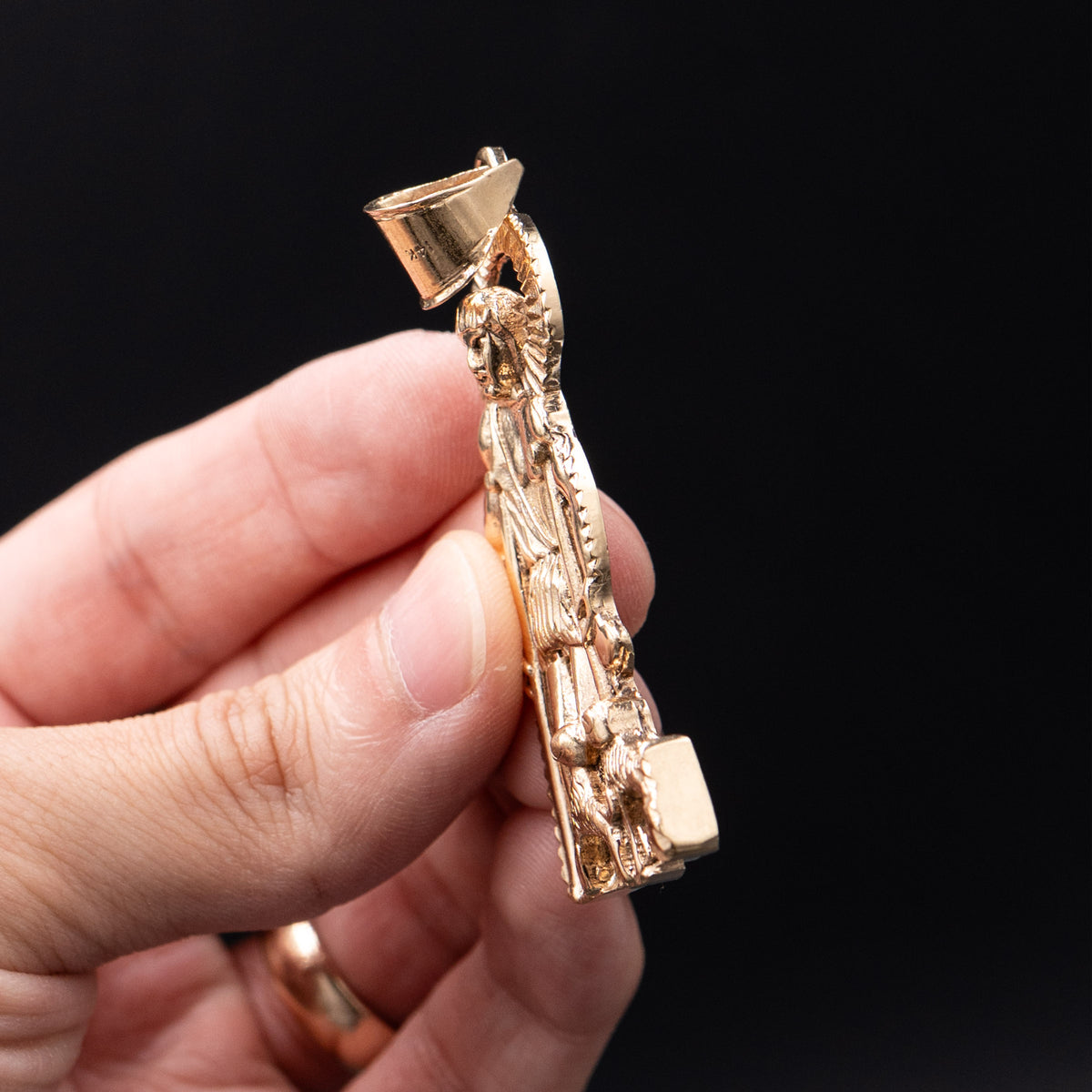 14k Yellow Gold Saint Lazarus Pendant
