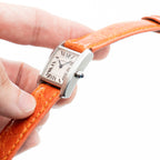 Cartier Tank Stainless Steel Ladies Watch On Orange Leather Strap