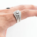 14k White Gold Round Diamond Three Piece Engagement Ring