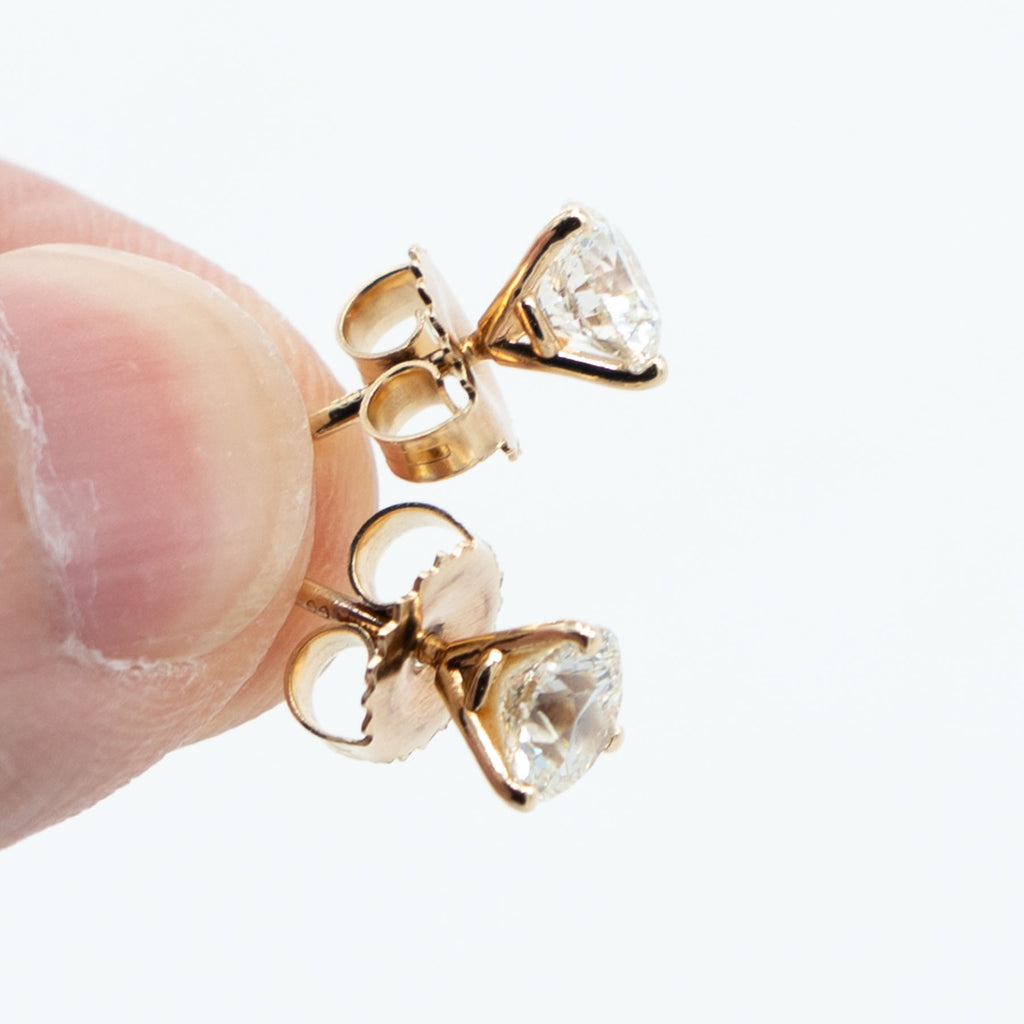 14k Yellow Gold Lab Grown Round Cut Diamond Stud Earrings