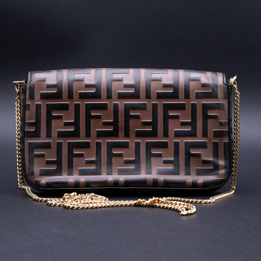 Fendi F is Fendi Brown Zucca Embossed Leather Envelope Wallet