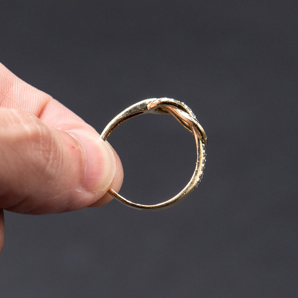 10k Yellow Gold Over Loop Diamond Pave Band